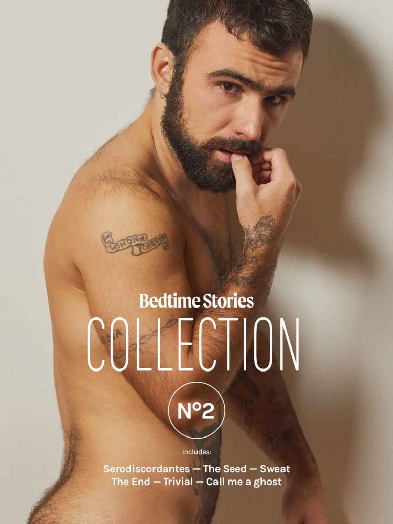 gay erotic film collection cover, tattooed man in sensual pose, Bedtime Stories queer cinema series No 2 intimate storytelling